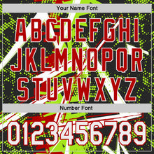 Laden Sie das Bild in den Galerie-Viewer, Uksn Individuelles Schwarz Weiß Neongrün-Rot Geometrische Splitter-Punktgitter Authentic Baseball Trikot