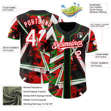 Laden Sie das Bild in den Galerie-Viewer, Uksn Individuelles Schwarz Weiß Grasgrün-Feuerrot Geometrische Splitter-Punktgitter Authentic Baseball Trikot