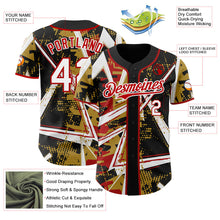 Laden Sie das Bild in den Galerie-Viewer, Uksn Individuelles Schwarz Weiß Altgold-Rot Geometrische Splitter-Punktgitter Authentic Baseball Trikot