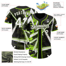 Laden Sie das Bild in den Galerie-Viewer, Uksn Individuelles Schwarz Weiß Neongrün-Oliv Geometrische Splitter-Punktgitter Authentic Baseball Trikot