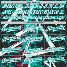Laden Sie das Bild in den Galerie-Viewer, Uksn Individuelles Schwarz Weiß Crimson-Aqua Geometrische Splitter-Punktgitter Authentic Baseball Trikot