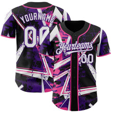 Laden Sie das Bild in den Galerie-Viewer, Uksn Individuelles Schwarz Weiß Pink-Lila Geometrische Splitter-Punktgitter Authentic Baseball Trikot