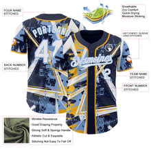 Laden Sie das Bild in den Galerie-Viewer, Uksn Individuelles Marineblau Weiß Gold-Hellblau Geometrische Splitter-Punktgitter Authentic Baseball Trikot