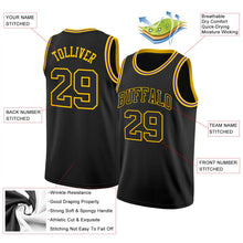 Laden Sie das Bild in den Galerie-Viewer, Uksn Individuelles Schwarz Schwarz-Gold Rundhals Rippstrick Basketball Trikot