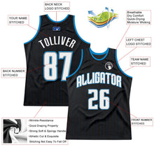 Laden Sie das Bild in den Galerie-Viewer, Uksn Individuelles Schwarz Königsblaue Nadelstreifen Weiß-Blau Authentic Basketball Trikot