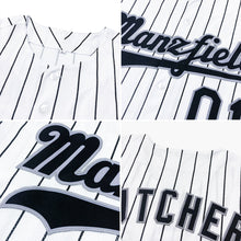 Laden Sie das Bild in den Galerie-Viewer, Uksn Individuelles Weiß Schwarze Nadelstreifen Schwarz-Grau Authentic Baseball Trikot