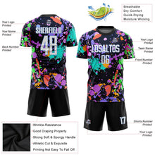 Laden Sie das Bild in den Galerie-Viewer, Uksn Individuelles Graffiti-Muster Weiß-Hellblau Sublimationsdruck Fußballtrikot