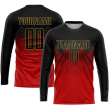 Laden Sie das Bild in den Galerie-Viewer, Uksn Individuelles Rot Schwarz-Altgold Sublimationsdruck Fußballtrikot