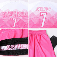 Laden Sie das Bild in den Galerie-Viewer, Uksn Individuelles Pink Weiß Sublimationsdruck Fußballtrikot