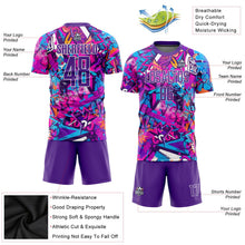 Laden Sie das Bild in den Galerie-Viewer, Uksn Individuelles Graffiti-Muster Lila-Weiß Sublimationsdruck Fußballtrikot
