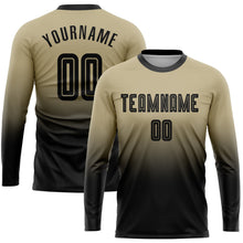 Laden Sie das Bild in den Galerie-Viewer, Uksn Individuelles Vegas-Gold Schwarz Sublimationsdruck Langarm Farbverlauf Fußballtrikot