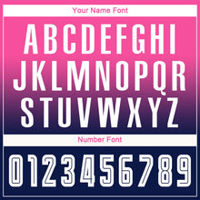 Laden Sie das Bild in den Galerie-Viewer, Uksn Individuelles Pink Weiß-Marineblau Sublimationsdruck Langarm Farbverlauf Fußballtrikot