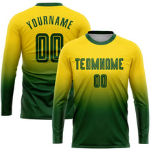 Laden Sie das Bild in den Galerie-Viewer, Uksn Individuelles Gold Grün Sublimationsdruck Langarm Farbverlauf Fußballtrikot