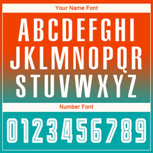 Laden Sie das Bild in den Galerie-Viewer, Uksn Individuelles Orange Weiß-Aqua Sublimationsdruck Langarm Farbverlauf Fußballtrikot