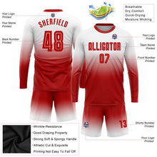 Laden Sie das Bild in den Galerie-Viewer, Uksn Individuelles Weiß Rot Sublimationsdruck Langarm Farbverlauf Fußballtrikot