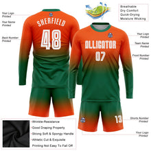 Laden Sie das Bild in den Galerie-Viewer, Uksn Individuelles Orange Weiß-Kelly-Grün Sublimationsdruck Langarm Farbverlauf Fußballtrikot