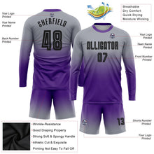 Laden Sie das Bild in den Galerie-Viewer, Uksn Individuelles Grau Schwarz-Lila Sublimationsdruck Langarm Farbverlauf Fußballtrikot