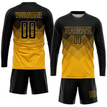 Laden Sie das Bild in den Galerie-Viewer, Uksn Individuelles Gold Schwarz Sublimationsdruck Fußballtrikot
