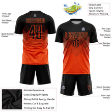 Laden Sie das Bild in den Galerie-Viewer, Uksn Individuelles Orange Schwarz Sublimationsdruck Fußballtrikot