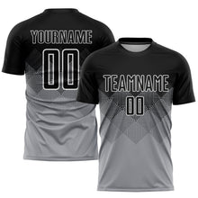 Laden Sie das Bild in den Galerie-Viewer, Uksn Individuelles Hellgrau Schwarz-Weiß Sublimationsdruck Fußballtrikot