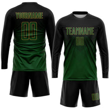 Laden Sie das Bild in den Galerie-Viewer, Uksn Individuelles Schwarz Grün-Altgold Sublimationsdruck Fußballtrikot