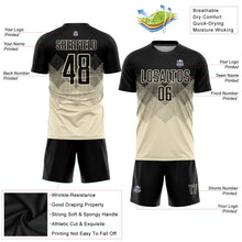 Laden Sie das Bild in den Galerie-Viewer, Uksn Individuelles Cream Schwarz Sublimationsdruck Fußballtrikot