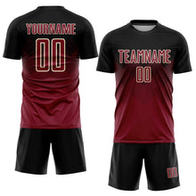 Laden Sie das Bild in den Galerie-Viewer, Uksn Individuelles Schwarz Karmesinrot-Cream Sublimationsdruck Fußballtrikot