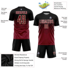 Laden Sie das Bild in den Galerie-Viewer, Uksn Individuelles Schwarz Karmesinrot-Cream Sublimationsdruck Fußballtrikot