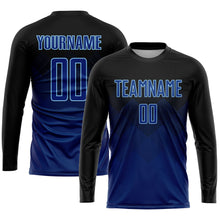 Laden Sie das Bild in den Galerie-Viewer, Uksn Individuelles Schwarz US-Marineblau-Hellblau Sublimationsdruck Fußballtrikot