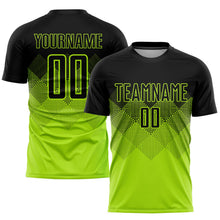 Laden Sie das Bild in den Galerie-Viewer, Uksn Individuelles Neongrün Schwarz Sublimationsdruck Fußballtrikot