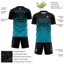 Laden Sie das Bild in den Galerie-Viewer, Uksn Individuelles Petrol Schwarz Sublimationsdruck Fußballtrikot