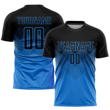 Laden Sie das Bild in den Galerie-Viewer, Uksn Individuelles Puderblau Schwarz Sublimationsdruck Fußballtrikot