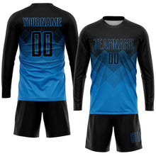 Laden Sie das Bild in den Galerie-Viewer, Uksn Individuelles Blau Schwarz Sublimationsdruck Fußballtrikot