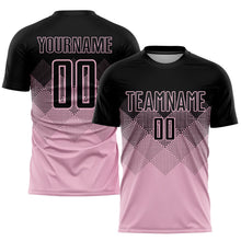 Laden Sie das Bild in den Galerie-Viewer, Uksn Individuelles Hellrosa Schwarz Sublimationsdruck Fußballtrikot