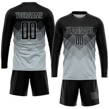 Laden Sie das Bild in den Galerie-Viewer, Uksn Individuelles Silber Schwarz Sublimationsdruck Fußballtrikot