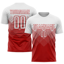 Laden Sie das Bild in den Galerie-Viewer, Uksn Individuelles Rot Weiß Sublimationsdruck Fußballtrikot