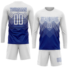Laden Sie das Bild in den Galerie-Viewer, Uksn Individuelles Königsblau Weiß Sublimationsdruck Fußballtrikot