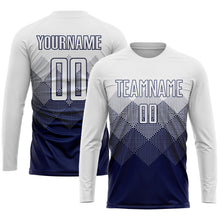 Laden Sie das Bild in den Galerie-Viewer, Uksn Individuelles Marineblau Weiß Sublimationsdruck Fußballtrikot