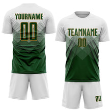 Laden Sie das Bild in den Galerie-Viewer, Uksn Individuelles Weiß Grün-Altgold Sublimationsdruck Fußballtrikot