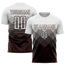 Laden Sie das Bild in den Galerie-Viewer, Uksn Individuelles Braun Weiß Sublimationsdruck Fußballtrikot