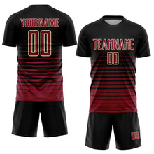 Laden Sie das Bild in den Galerie-Viewer, Uksn Individuelles Schwarz Weinrot-Cream Nadelstreifen Farbverlauf Sublimationsdruck Fußballtrikot