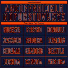 Laden Sie das Bild in den Galerie-Viewer, Uksn Individuelles Marineblau Orange Nadelstreifen Farbverlauf Sublimationsdruck Fußballtrikot