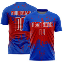 Laden Sie das Bild in den Galerie-Viewer, Uksn Individuelles Donnerblau Rot-Weiß Abstrakter Splash Grunge Kunst Sports Sublimationsdruck Fußballtrikot