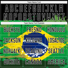 Laden Sie das Bild in den Galerie-Viewer, Uksn Individuelles Schwarz Grün Gelb-Blau Brasilien-Flagge Sublimationsdruck Fußballtrikot