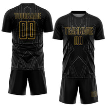 Laden Sie das Bild in den Galerie-Viewer, Uksn Individuelles Schwarz Altgold-Stahlgrau Brasilien Geometrisch Sublimationsdruck Fußballtrikot