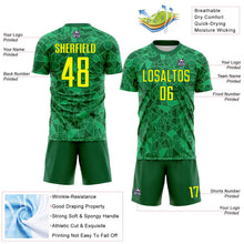 Laden Sie das Bild in den Galerie-Viewer, Uksn Individuelles Grün Hellgelb Brasilien Geometrische Fragmente Sublimationsdruck Fußballtrikot