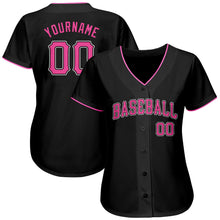 Laden Sie das Bild in den Galerie-Viewer, Uksn Individuelles Schwarz Pink-Weiß Authentic Baseball Trikot