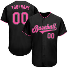 Laden Sie das Bild in den Galerie-Viewer, Uksn Individuelles Schwarz Pink-Weiß Authentic Baseball Trikot