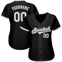 Laden Sie das Bild in den Galerie-Viewer, Uksn Individuelles Schwarz Weiß-Grau Authentic Baseball Trikot