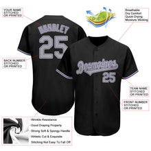 Laden Sie das Bild in den Galerie-Viewer, Uksn Individuelles Schwarz Grau-Lila Authentic Baseball Trikot